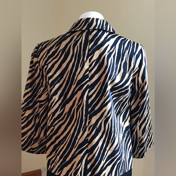 Doncaster Black & Tan Animal Print 4 Gold Metal  Buckle Buttons Wide Sleeves SZ8 - Picture 7 of 14